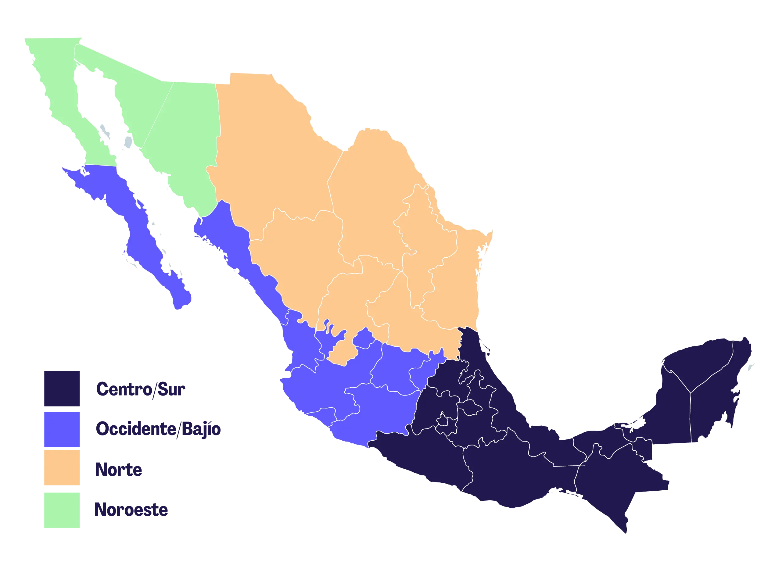 Mapa de zonas salariales de México