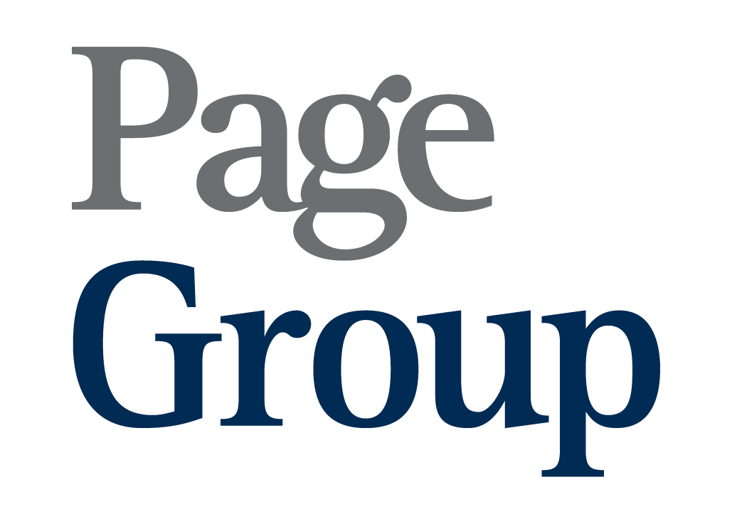 Logotipo de Page Group con texto en azul y gris.