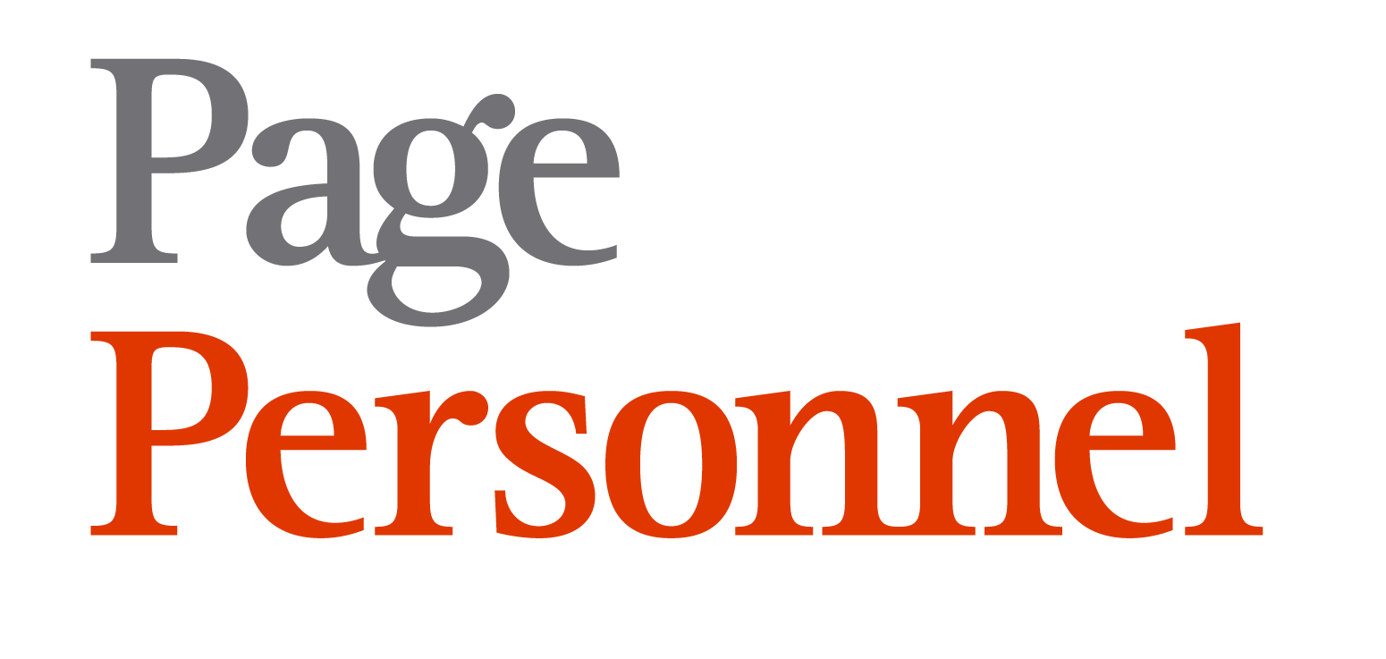 Logotipo de Page Personnel en letras grises y naranjas.