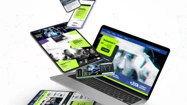 Dispositivos electrónicos mostrando una interfaz de usuario moderna.