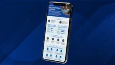 Teléfono móvil mostrando infografía sobre productividad laboral
