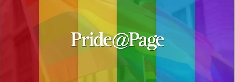 Bandera arcoíris con texto Pride@Page.