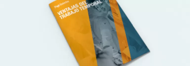 Portada de folleto titulado 'Ventajas del trabajo temporal'.