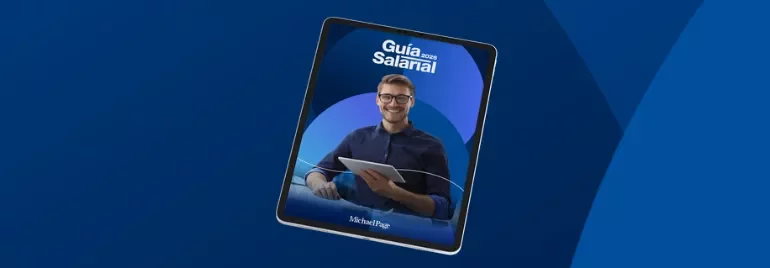 tablet con la portada de guia salarial 2026