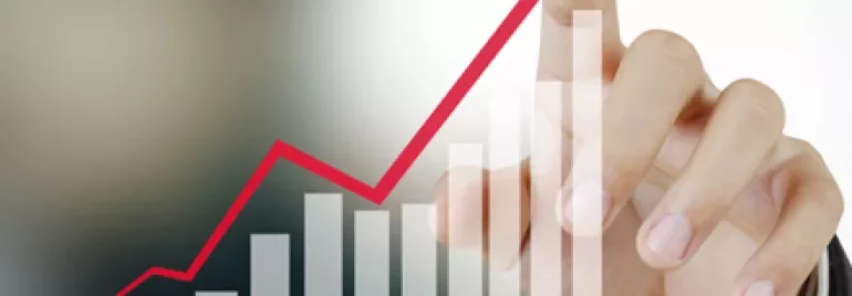 Representación de gráficos de crecimiento con una línea ascendente.