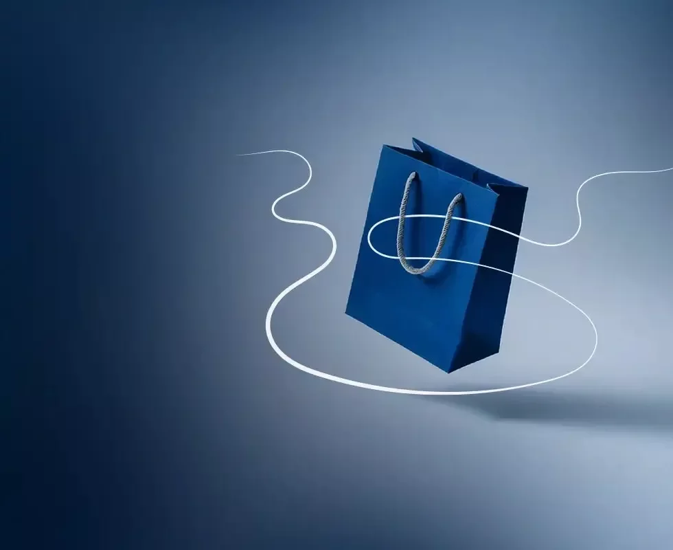 icono de bolsa de compras significando ventas