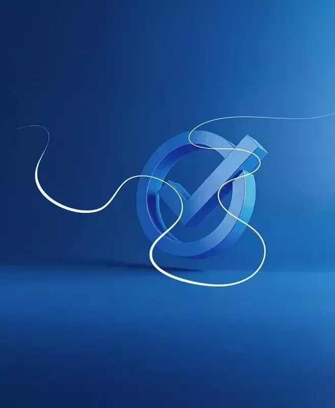 Ícono azul con marca de verificación, representando seguros y cumplimiento